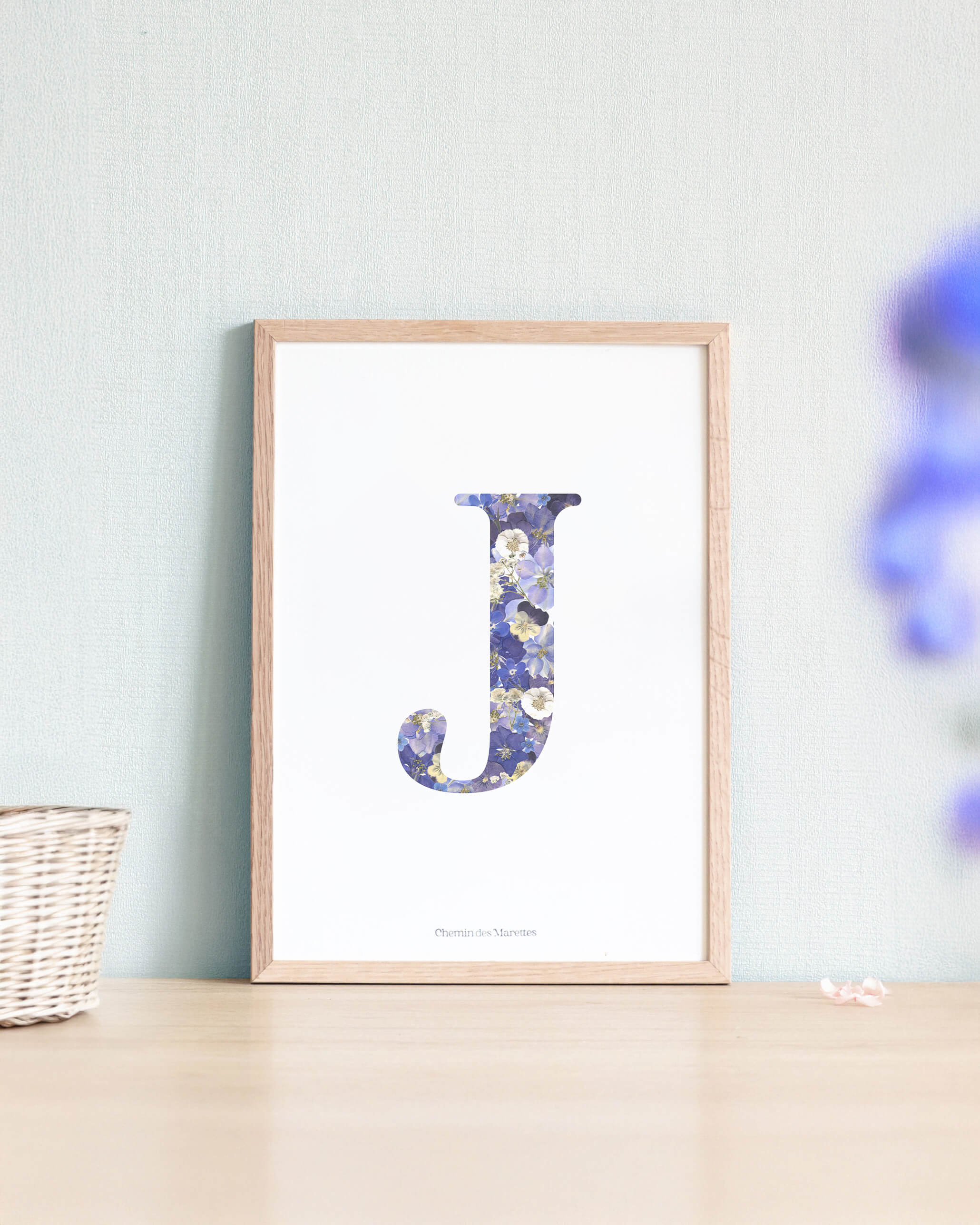 Lettres fleuries en herbier initiales personnalisées de fleurs pressées