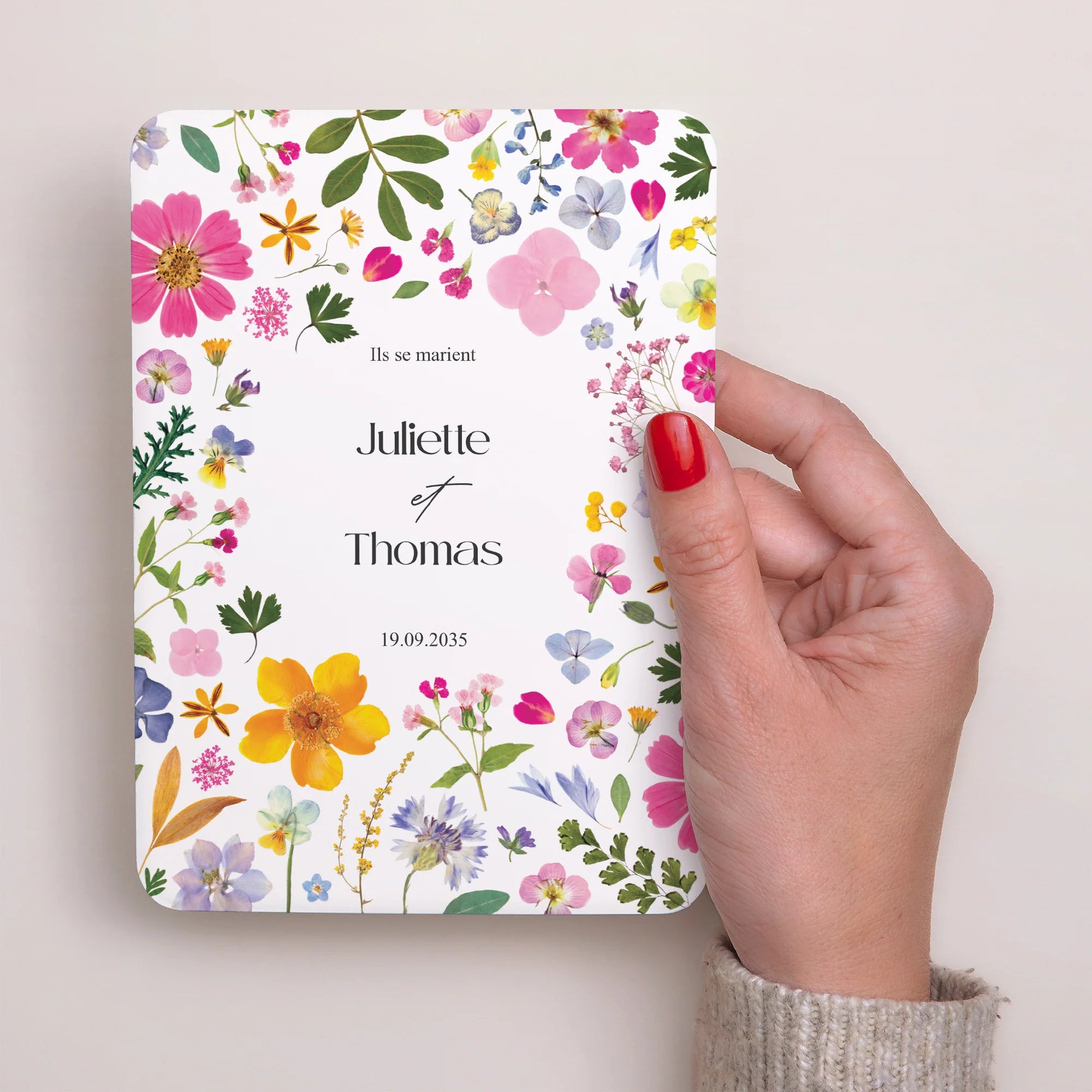 Faire part mariage fleuri maison june x chemin des marettes