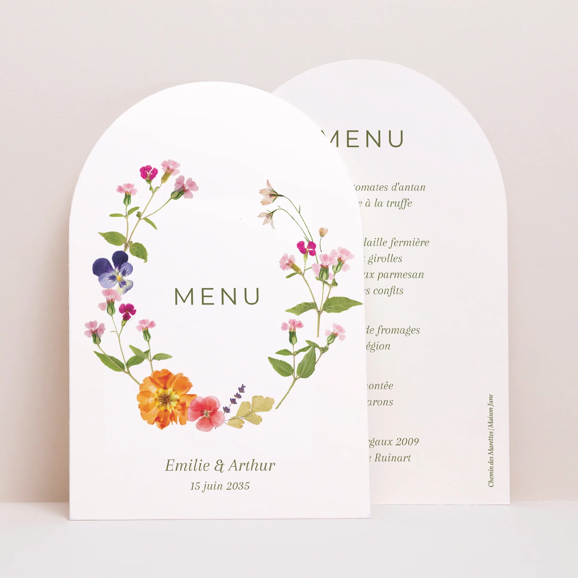 Menu mariage fleuri maison june x chemin des marettes