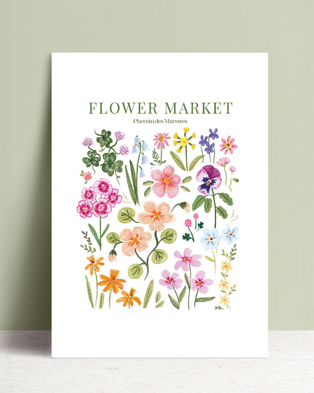 Affiche illustrée - Flower market A4