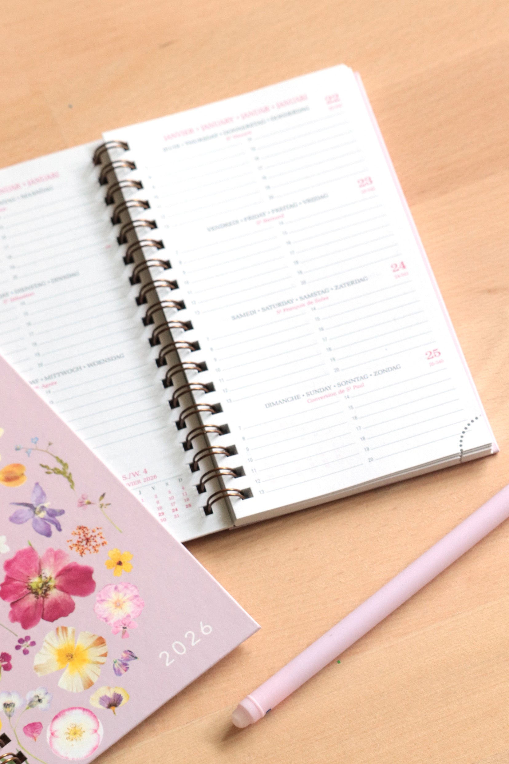 Agenda 2026 format poche - rose