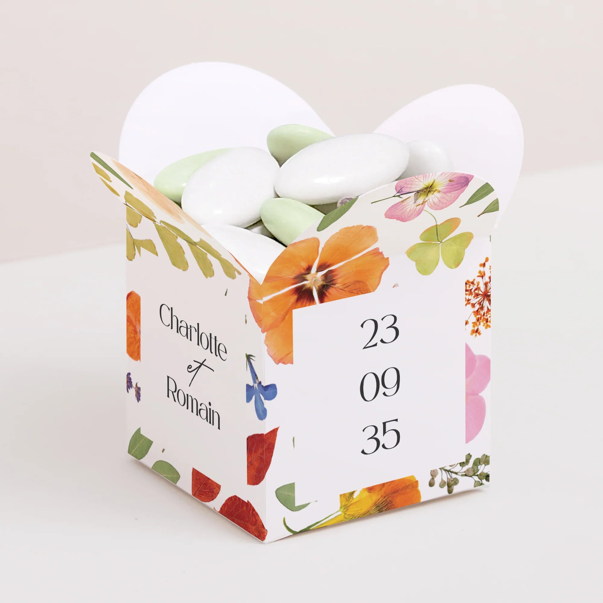 Boîte à dragées mariage carré  – Maison June x chemin des Marettes